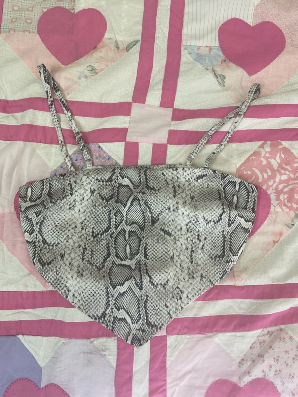 Snake Print Bandana Top - Neutral Gray Tones